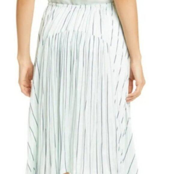 Vince Mint Stripe Gauze Panel Skirt Green M - Picture 6 of 11